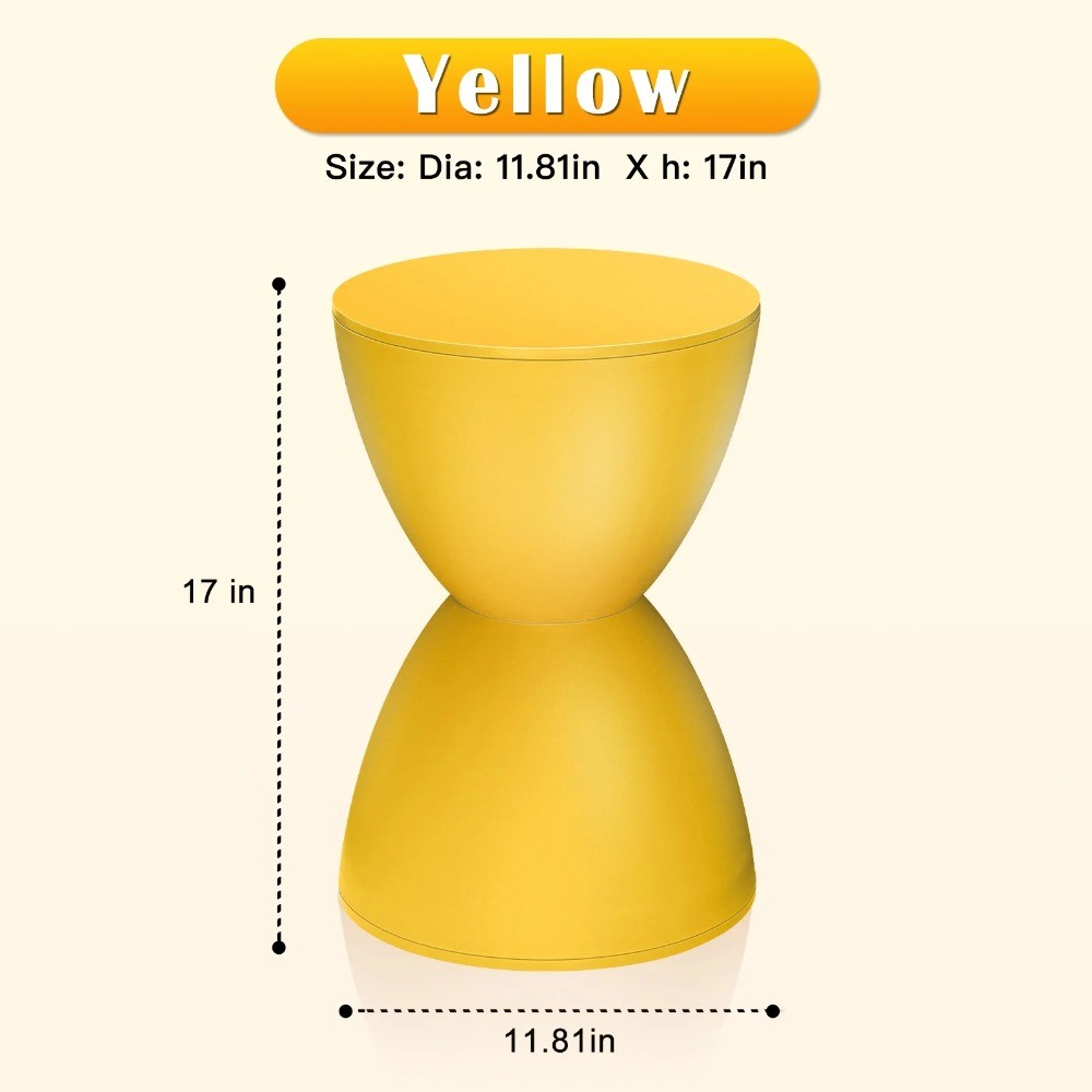 Plastic Side Table Bedroom Nightstand, Yellow