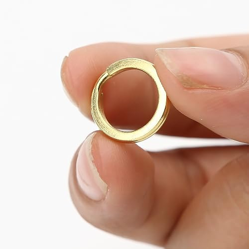20PCS Brass Flat Split Key Rings, 15mm (0.59") Diameter, Solid Brass Keyrings