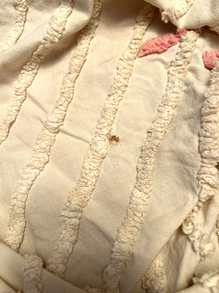 VINTAGE CHENILLE BEDSPREAD CREAM PINK