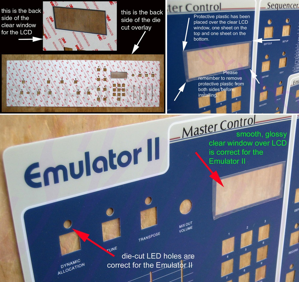 WORLD'S FIRST: Full Set E-mu Emulator II+ Main Control Panel Overlays MINT+ NEW!