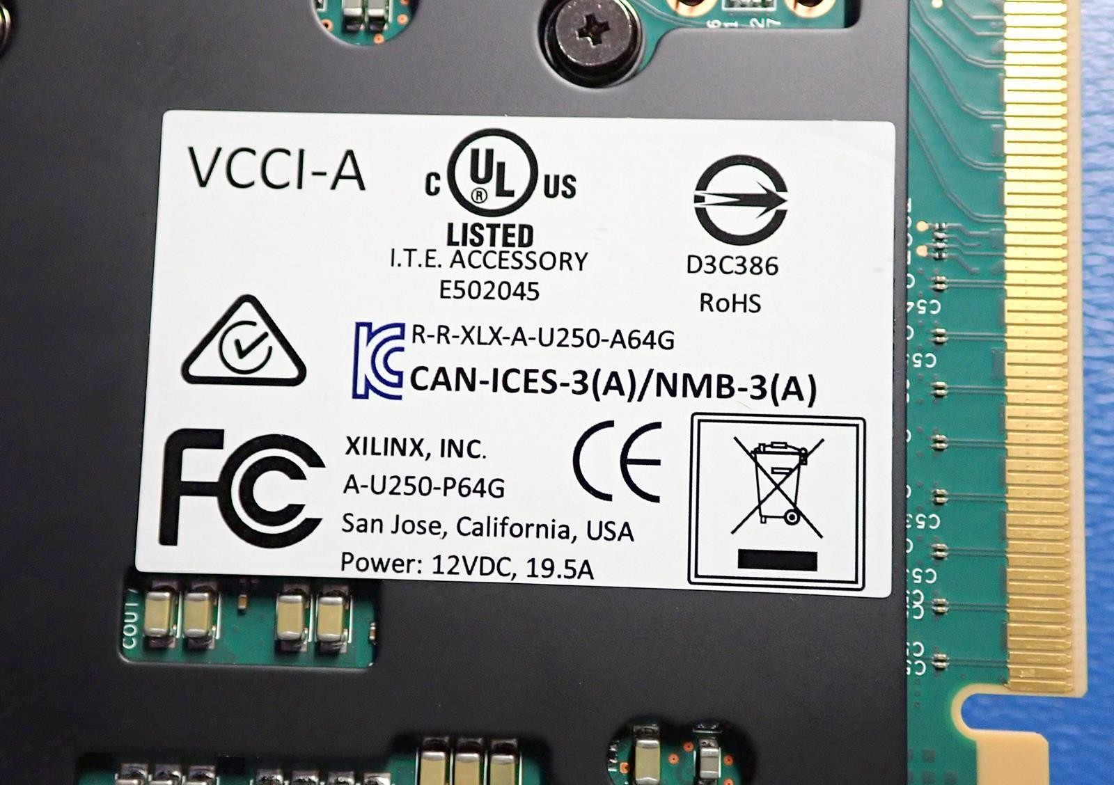 XILINX ALVEO U250 Data Center Accelerator Card w/ Power Cable | A-U250-P64G