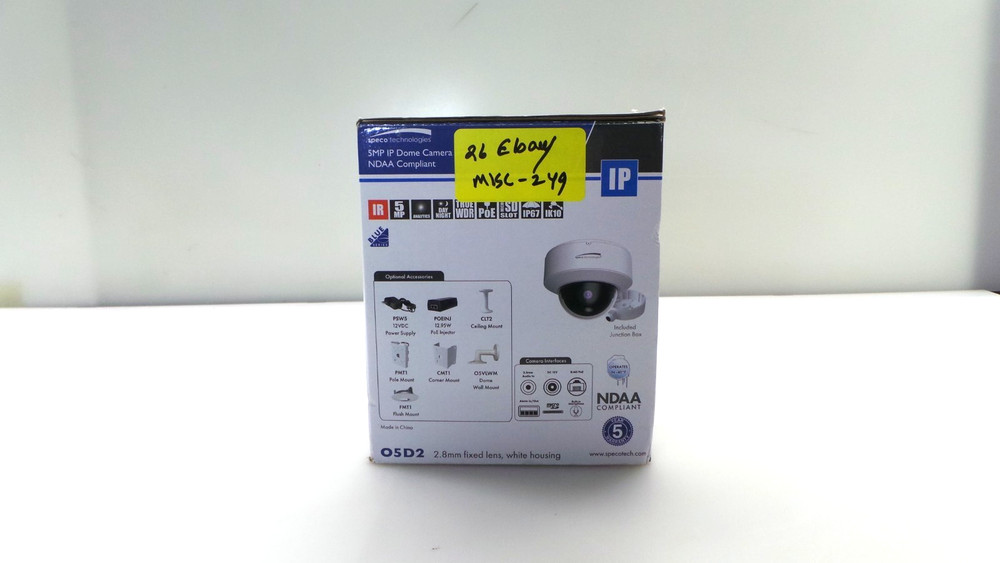 05D2 Speco Technologies 5MP IP Dome Camera - Advanced Analytics, NDAA - Open Box