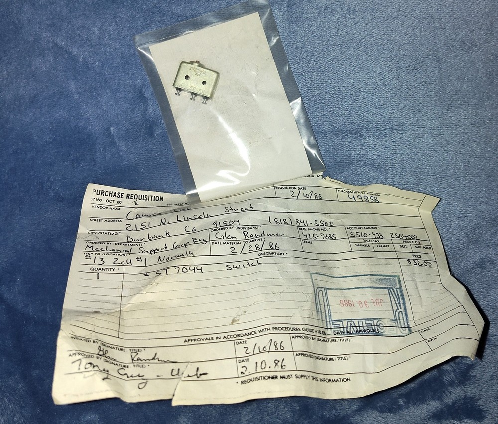 Comco Micro Abrasive Blaster   ST 7044 Micro Limit SwItch NOS New Old Stock