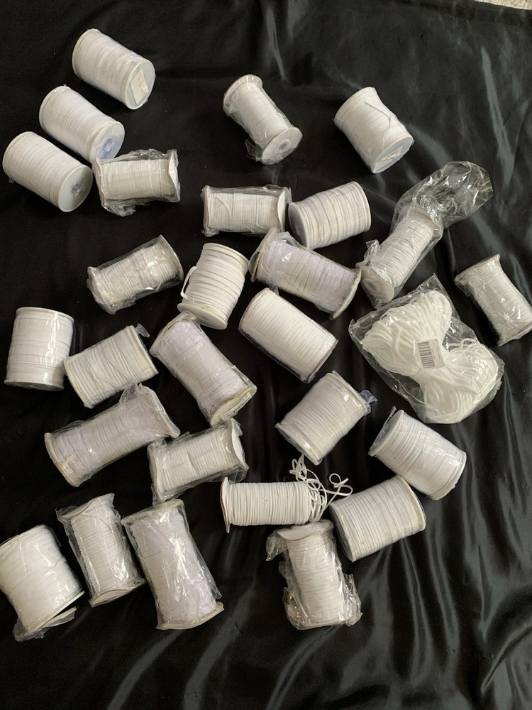 “LOT “WHITE BRAIDED ELASTIC SEWING Mask BANDS
