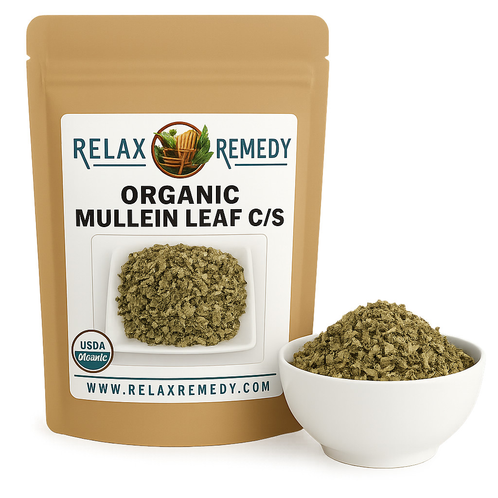 Organic Mullein Leaf C/S - 100% Pure Non-GMO Verbascum Thapsus, Respiratory Herb