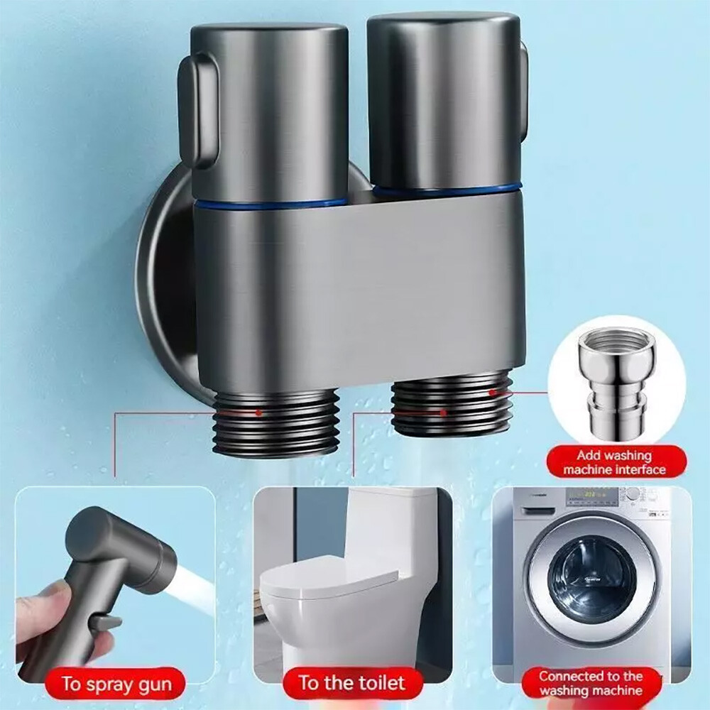 Toilet Faucet Splitter 2 Way 1-In-2-Out Dual Control Valve for Bidet and Shower.