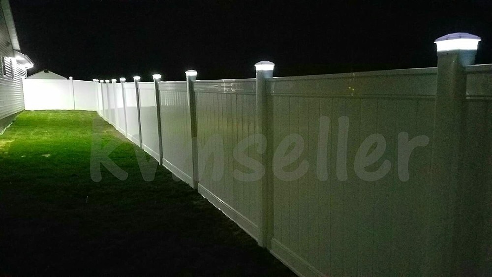 6-Pack LED White Vinyl 5"X5" Solar Powered Post Deck Cap Square Light Sun WF