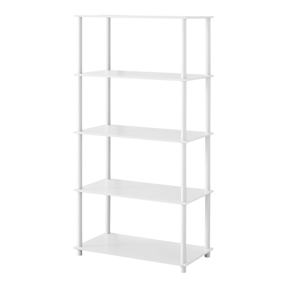 No Tools 5-Shelf Bookcase, White