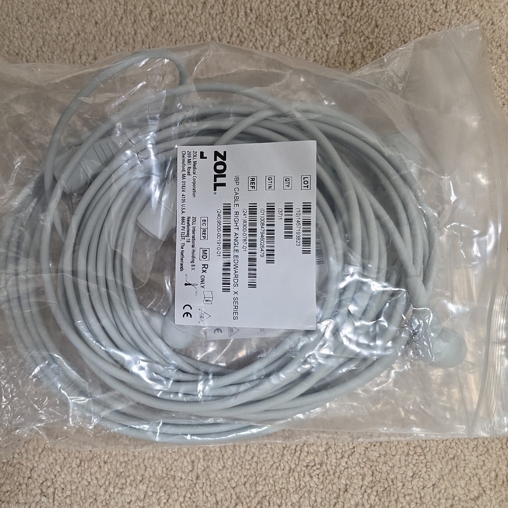 Zoll IBP Cable, Right Angle, Edwards Ref 8300-0787-01