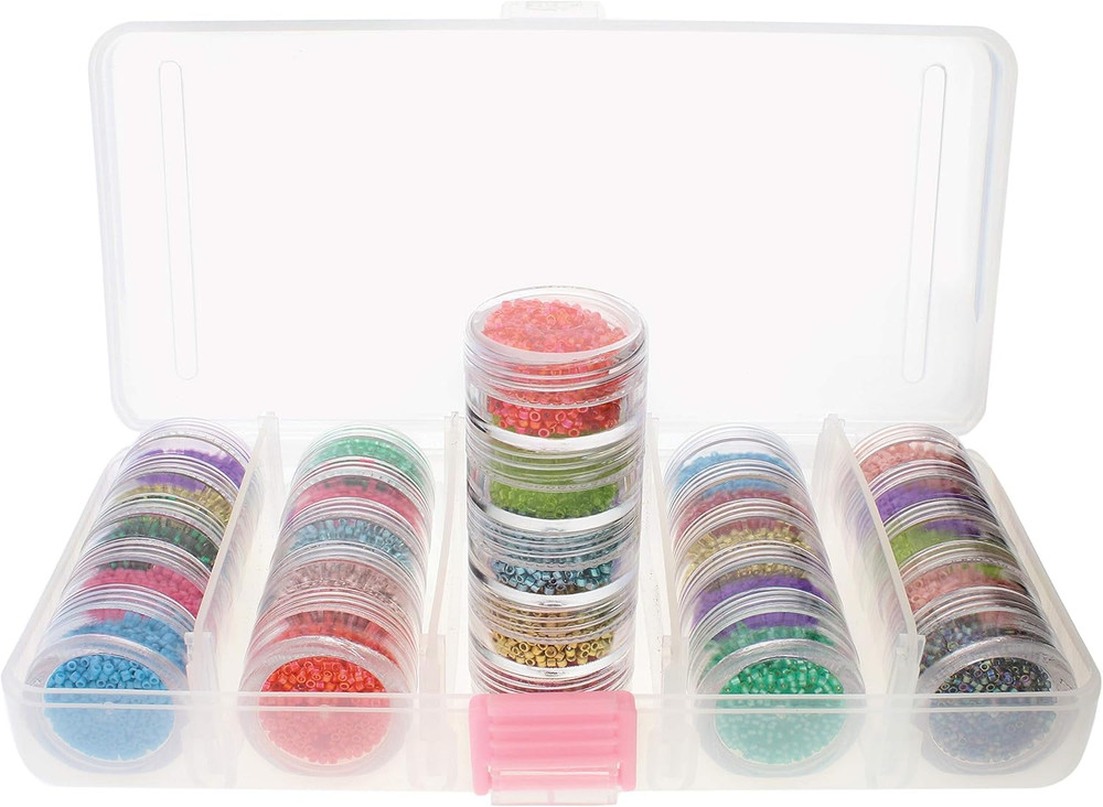 Personality Case, Clear Plastic Bead Storage Case with 25 Removable and Stackabl