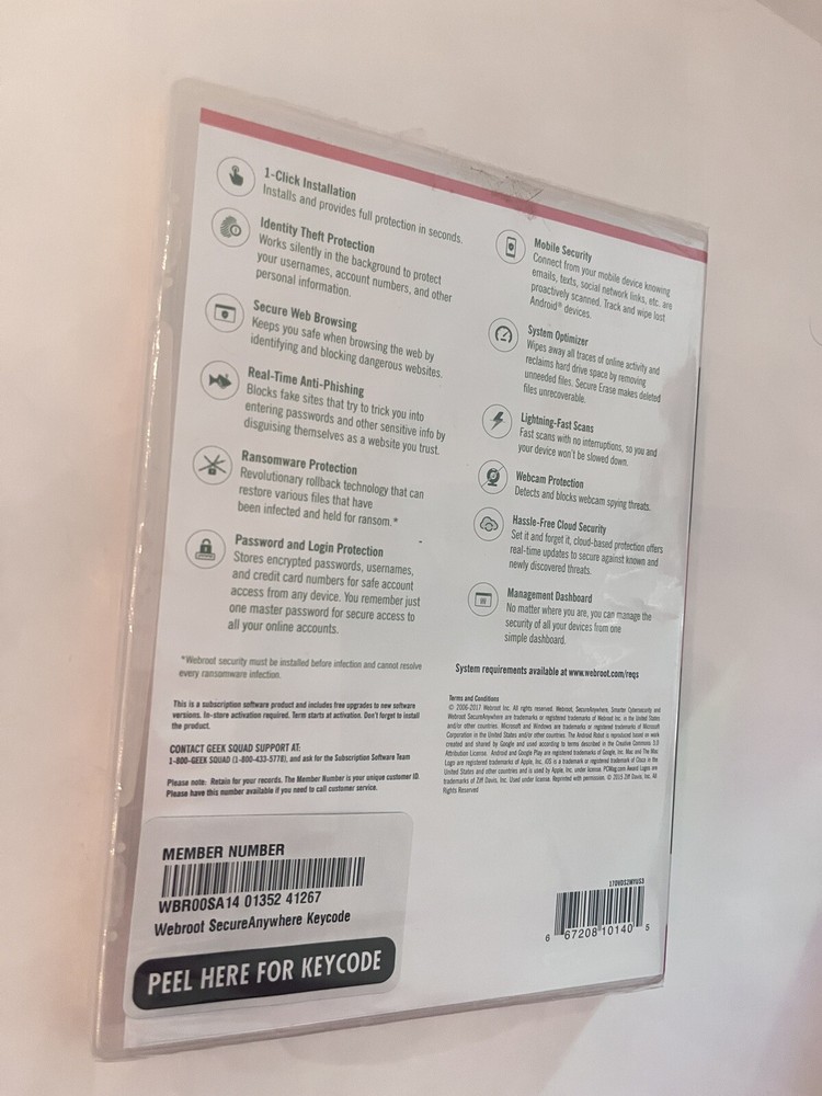 Sealed WEBROOT Secure Internet Security, 3 Devices Antivirus Mobile PC Mac