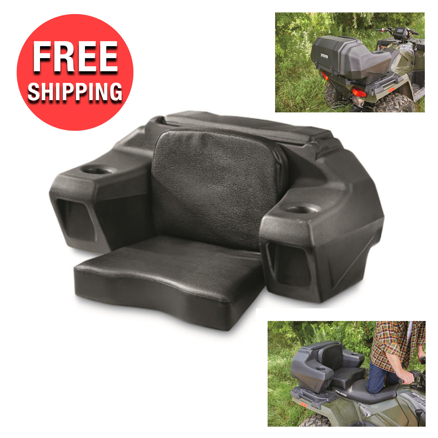 ATV Seat Backrest Storage 4 Wheeler Locking Padded Waterproof Rear Hatch Chair