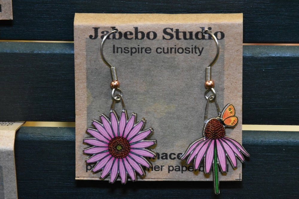 Jabebo Earrings Cone Flowers / Echinacea