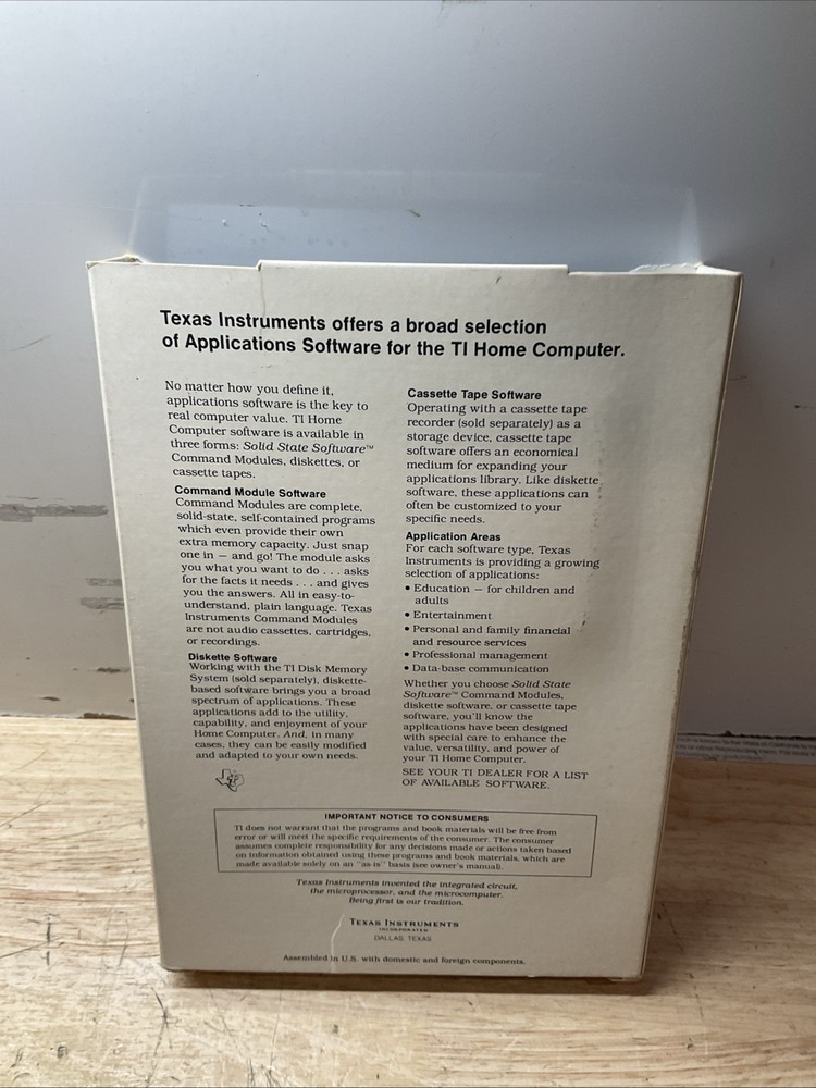 VINTAGE Texas Instruments TI-99/4A Music Maker Software