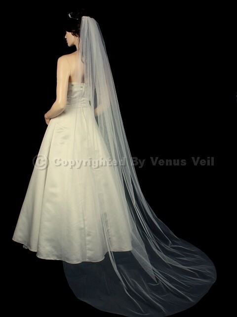 1T Ivory Bridal Cathedral Length Cut Edge Wedding Veil