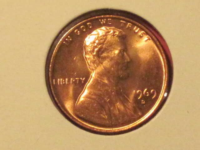 1969-D Small Cent - AU example