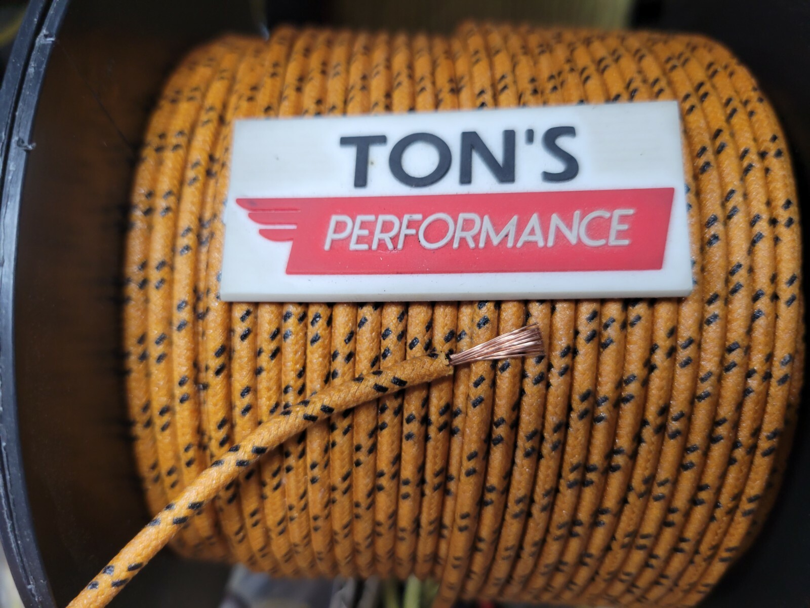 10 feet Vintage Braided Cloth Covered Primary Wire 16 gauge 16Ga ga Orange Black