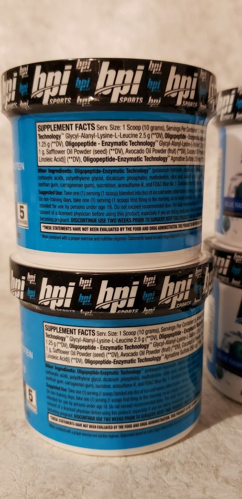Qty 4 - BPI BEST BCAA - Blue Raspberry - 5 Servs EACH JAR - 20 Total - 5/2024