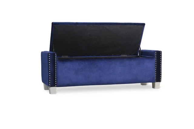 Blue Velvet Storage Bench