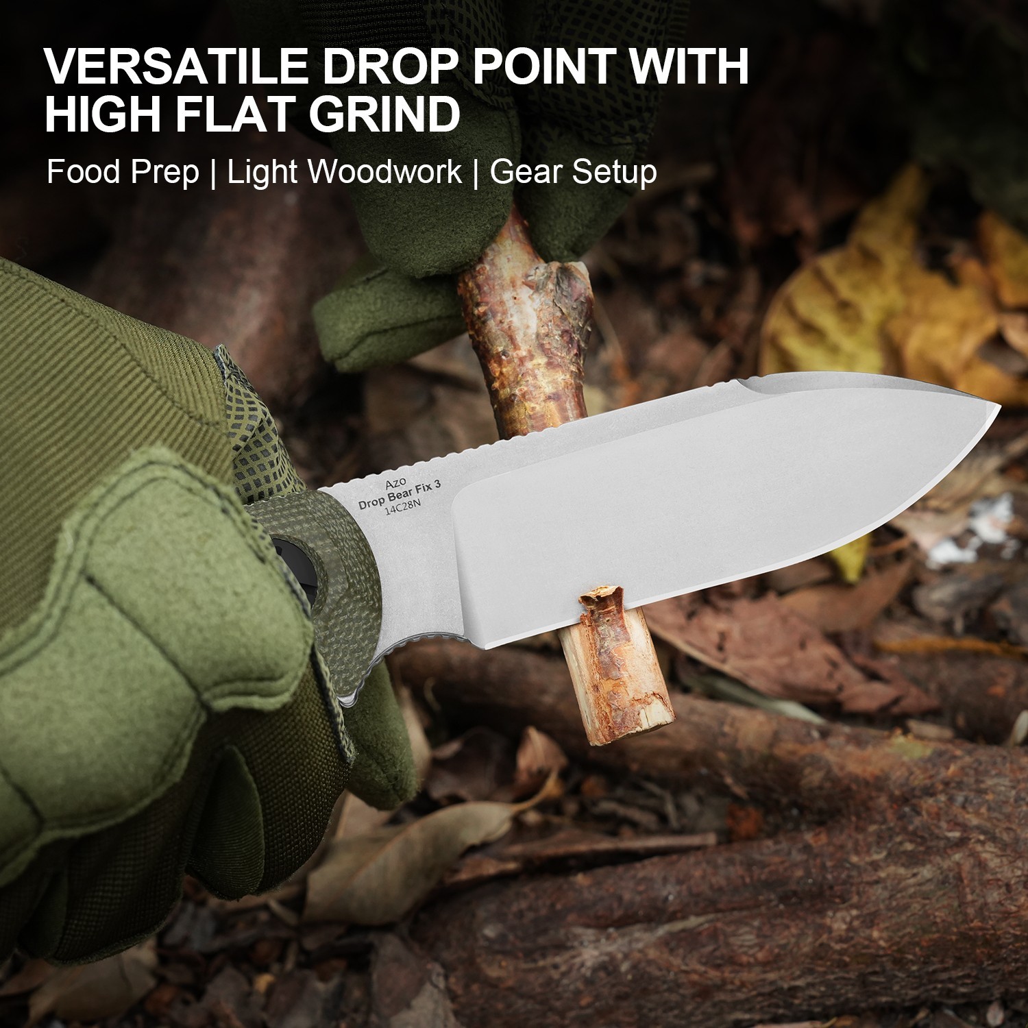 Kizer Drop Bear Fix 3 Fixed Knife 14C28N Blade Micarta Handle Medium Size 1101A2