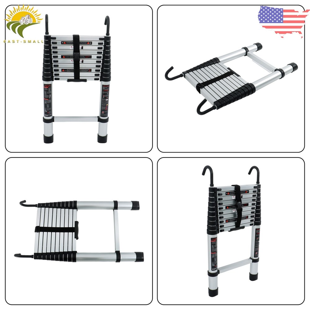 10.5 FT Multi Purpose Telescoping Ladder Folding Extension Step Ladder with Hook