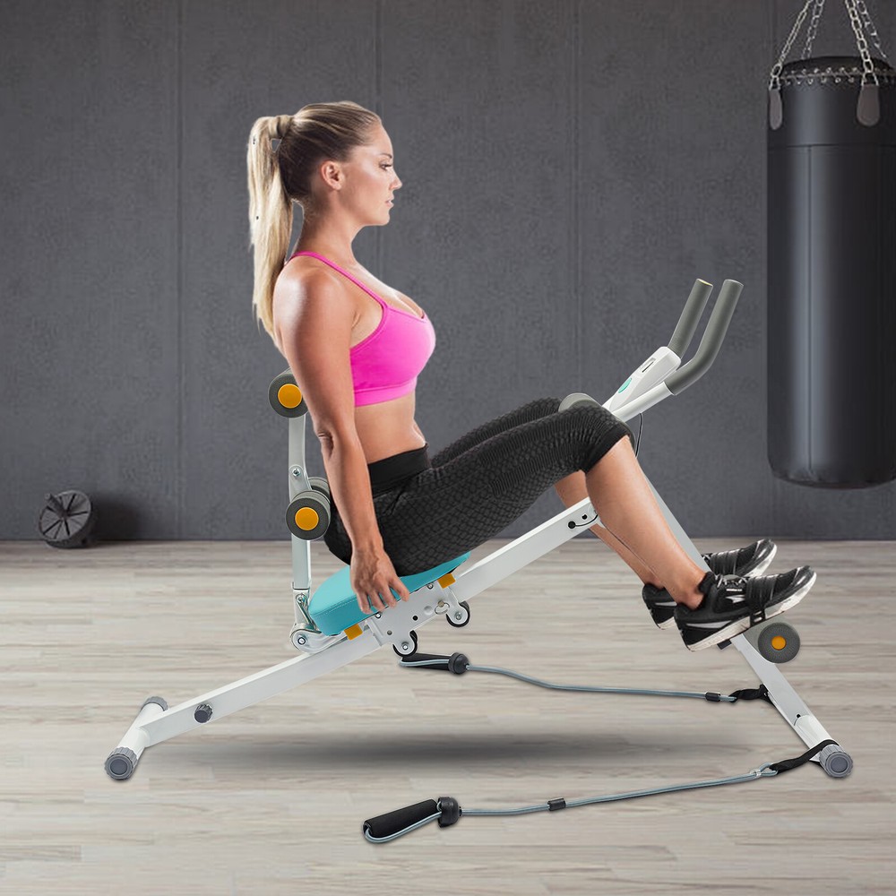 Ab Exercise Bench Abdominal Workout Machine Foldable Sit Up Bench W/ LCD Display