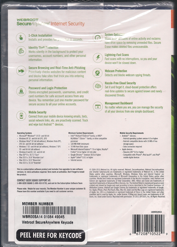 Webroot SecureAnywhere Internet Security - Full Version for Windows & Mac...