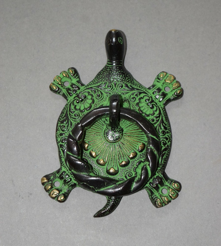 Brass Turtle Shape Door Knocker Snapper Style Handmade Door Bell Ring Mk032