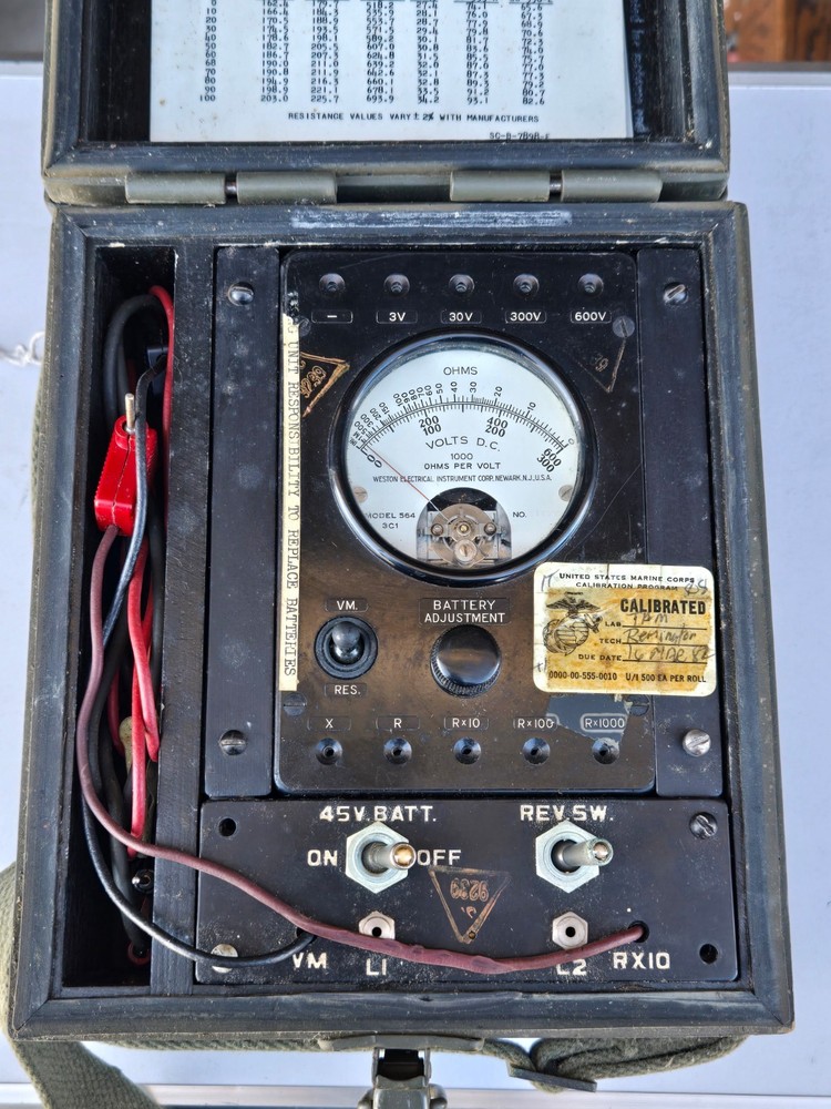 Weston Vintage Meter Model 564 3C1 US Military Marine Corps - Untested