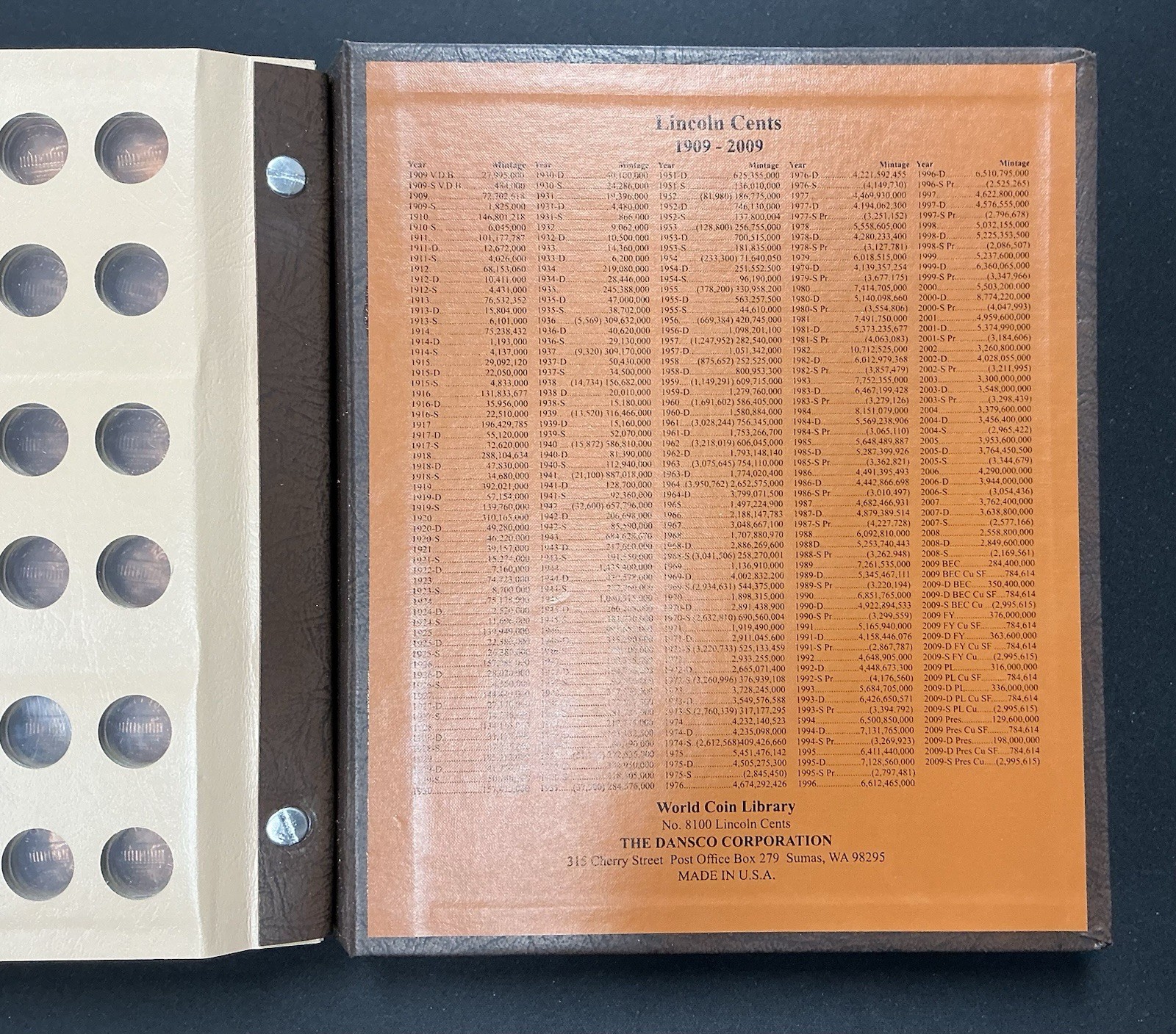 Dansco Album 8100 ~ Lincoln Cent Book 1909-2009 ~ Partially Complete!