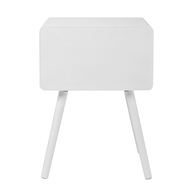 Wood Nightstand End Side Table with Drawer & Solid Wood Legs