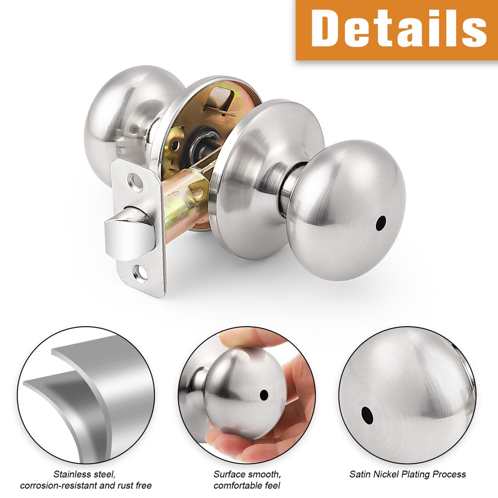 Probrico Entry/Privacy/Passage/Dummy Set Round Door Knobs Adjustment Backset