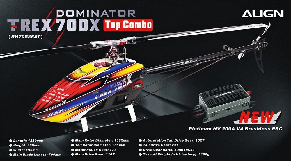 3D RC Helicopter T-REX 700X Top Combo with Microbeast PLUS Flybarless System
