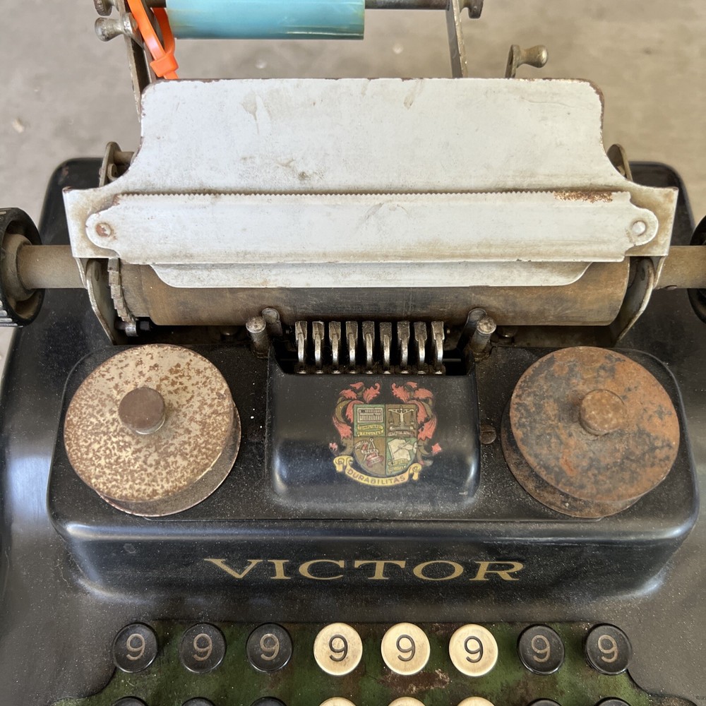 Antique Original Victor Adding Machine 18”x 10” Heavy