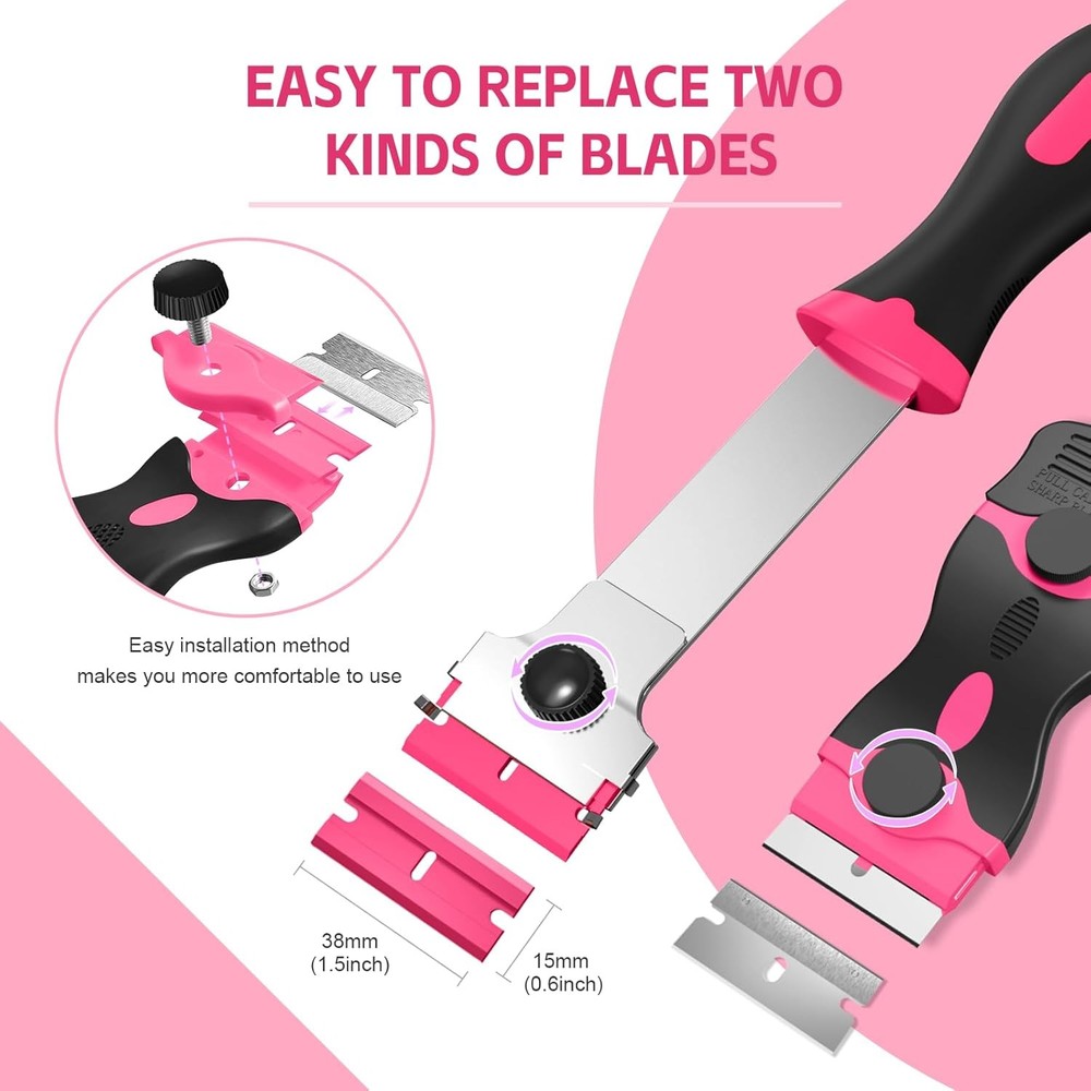 3 Pack Razor Blade Scraper Set, Includes 30 Plastic & 30 Metal Blades, Multi-Pur