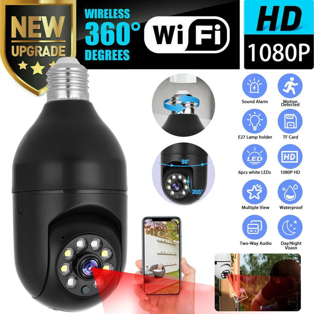 1080P HD Wireless E27 Bulb WiFi IP Camera Smart Security Camera 360° Panoramic
