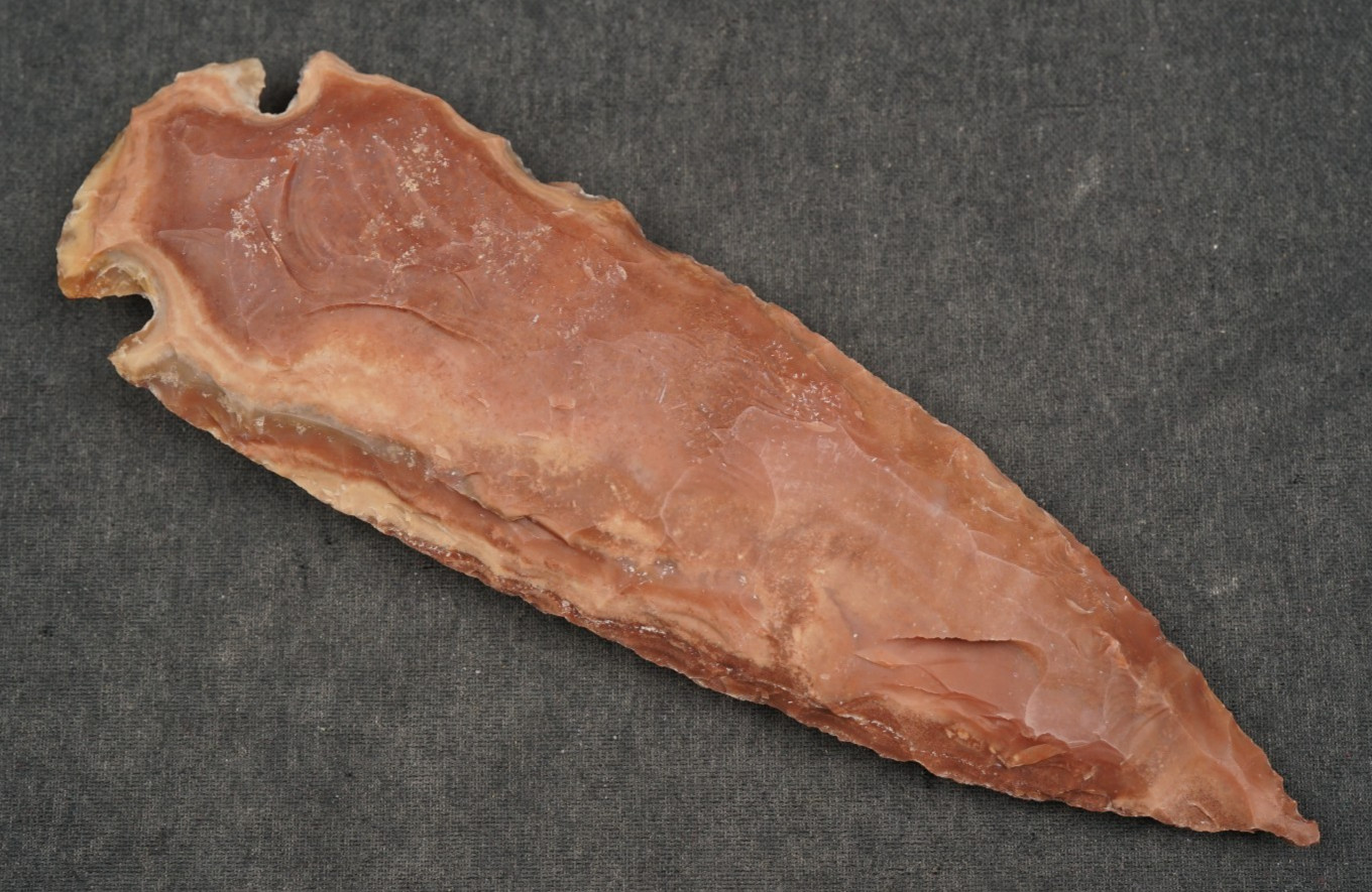 Layered Color 4.8" Flint Spearhead Point Knife Blade Arrowhead I-575