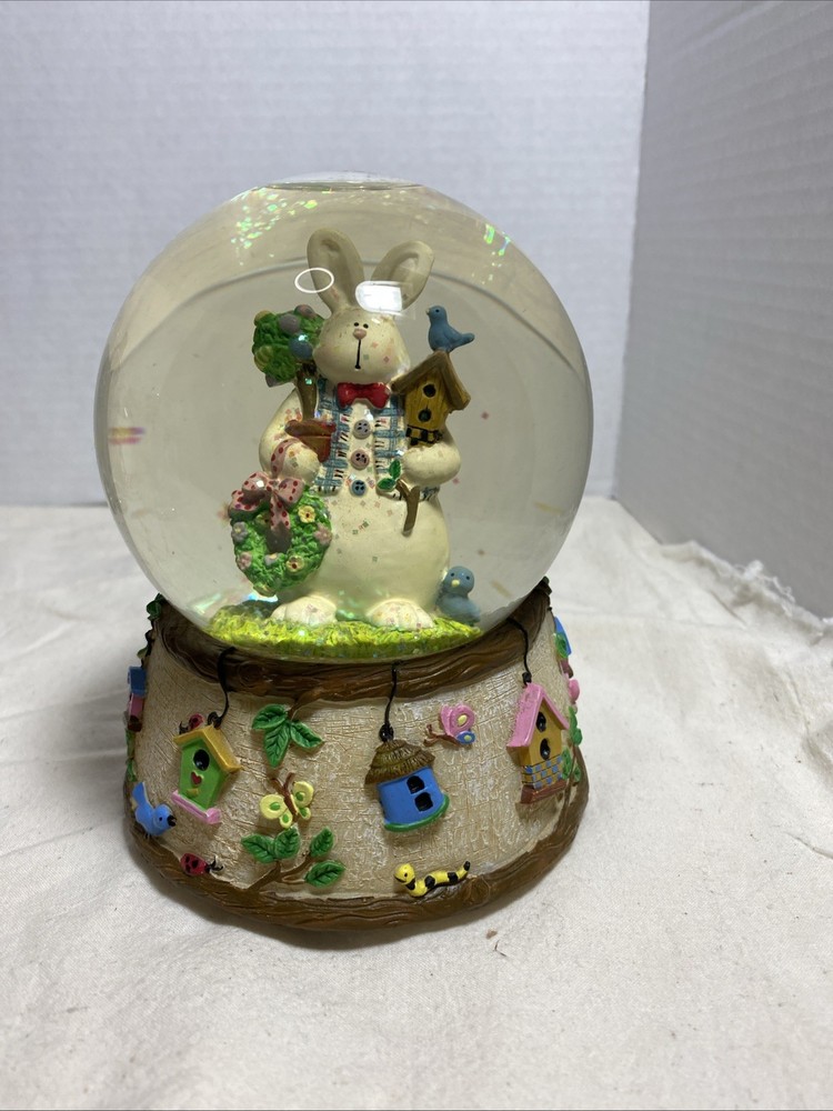 Easter Bunny Wind Up Musical Snow Globe - Plays "Easter Parade"