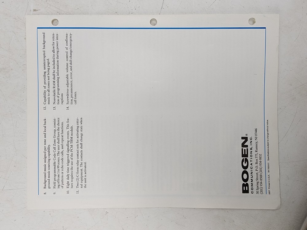 Bogen PCM-2000 Zone Paging System Modules ZPM CPU Box AS IS