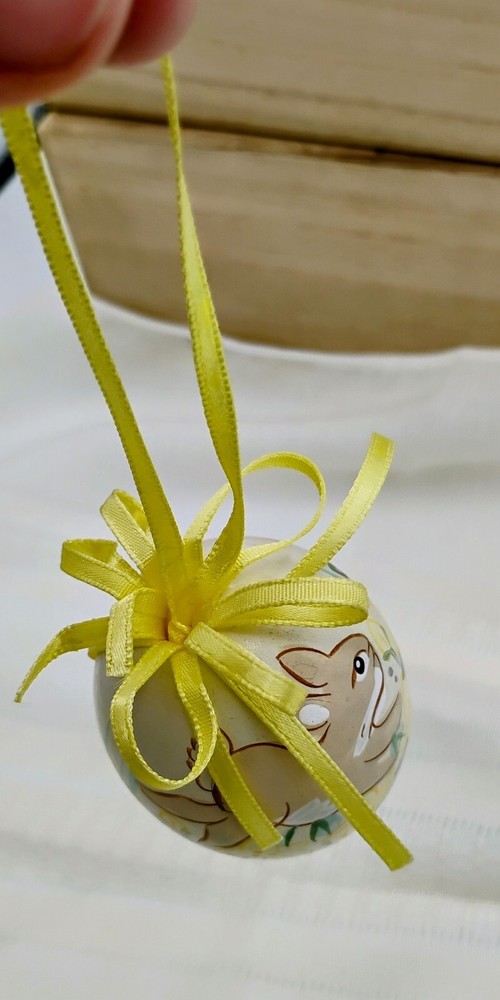 Hen Eggs Hand Painted Easter Shells Chicken, Lamb, Rabbit Ornaments