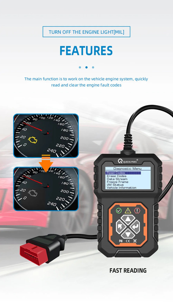 Car Full OBD2/EOBD Scanner Engine System Check Code Reader Diagnostic Scan Tool