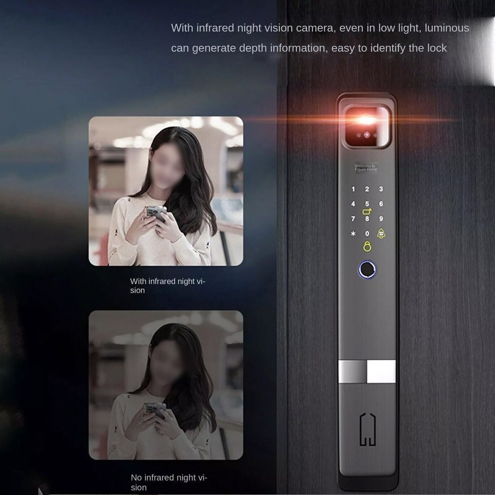Smart Door Lock 3D Face Recognition Camera FingerPrint Password Security LockJp