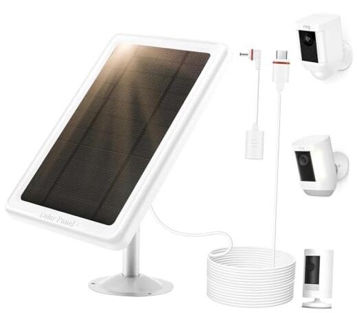5W Solar Panel for Ring Camera, 2-Pack Solar Panel Charger white 1PCS