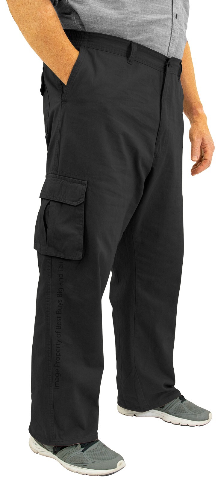 ROCXL Big & Tall Men's Cargo Pants Expandable Waist 100% Cotton Sizes 44 - 68