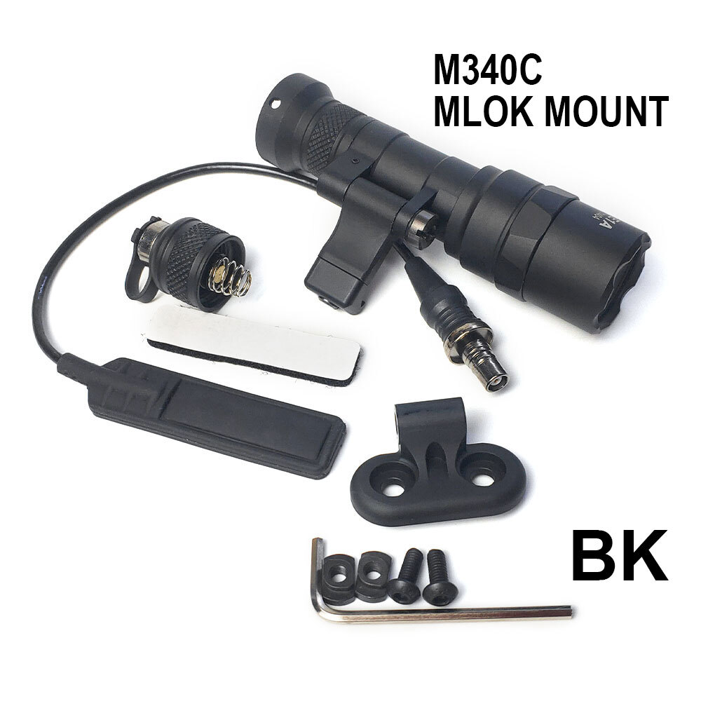 M340C Flashlight White Weaponlight Torch w/Mlok Light Offset Mount Fit 20mm Rail