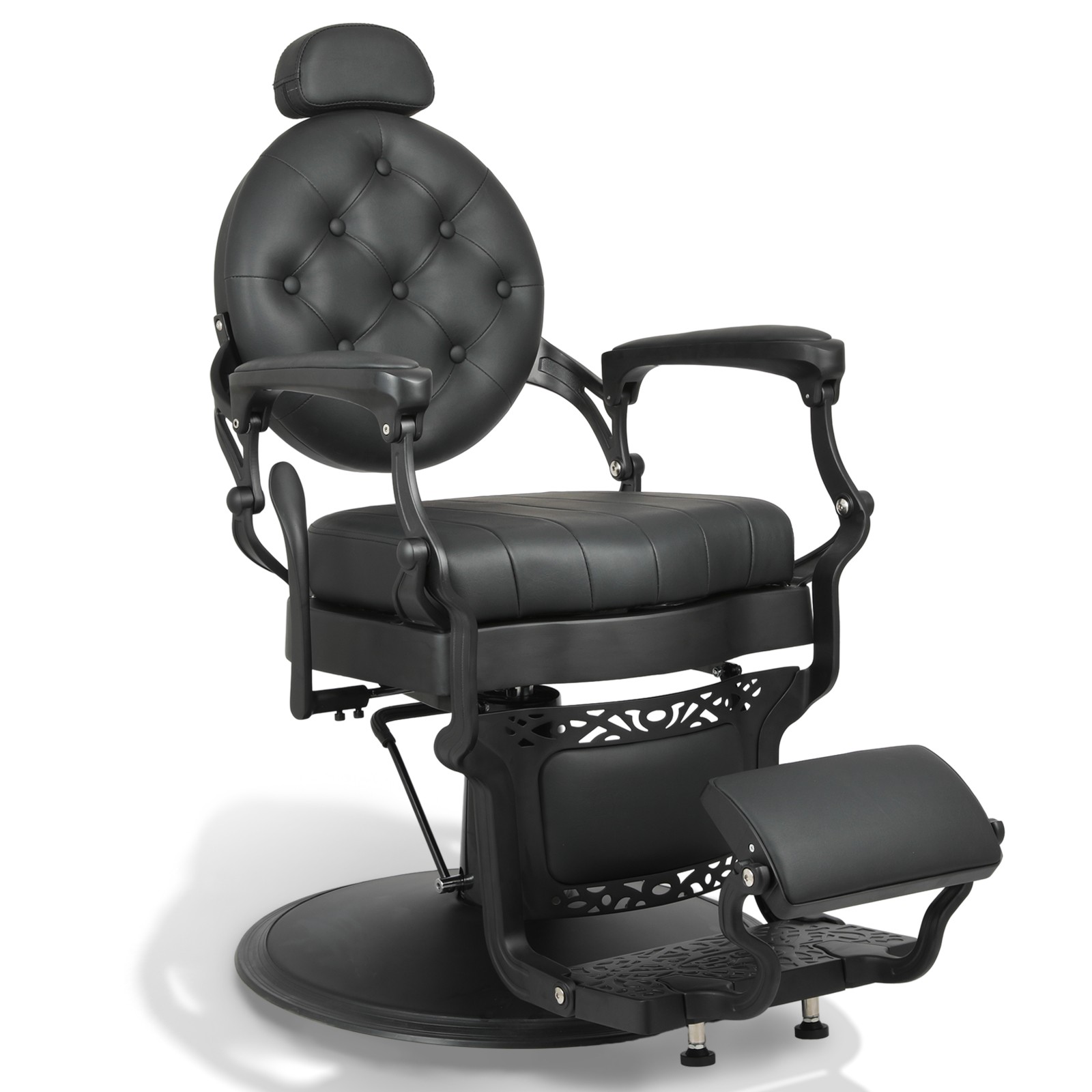 Black Vintage Recline Heavy Duty Barber Chair Hydraulic All Purpose Beauty Salon