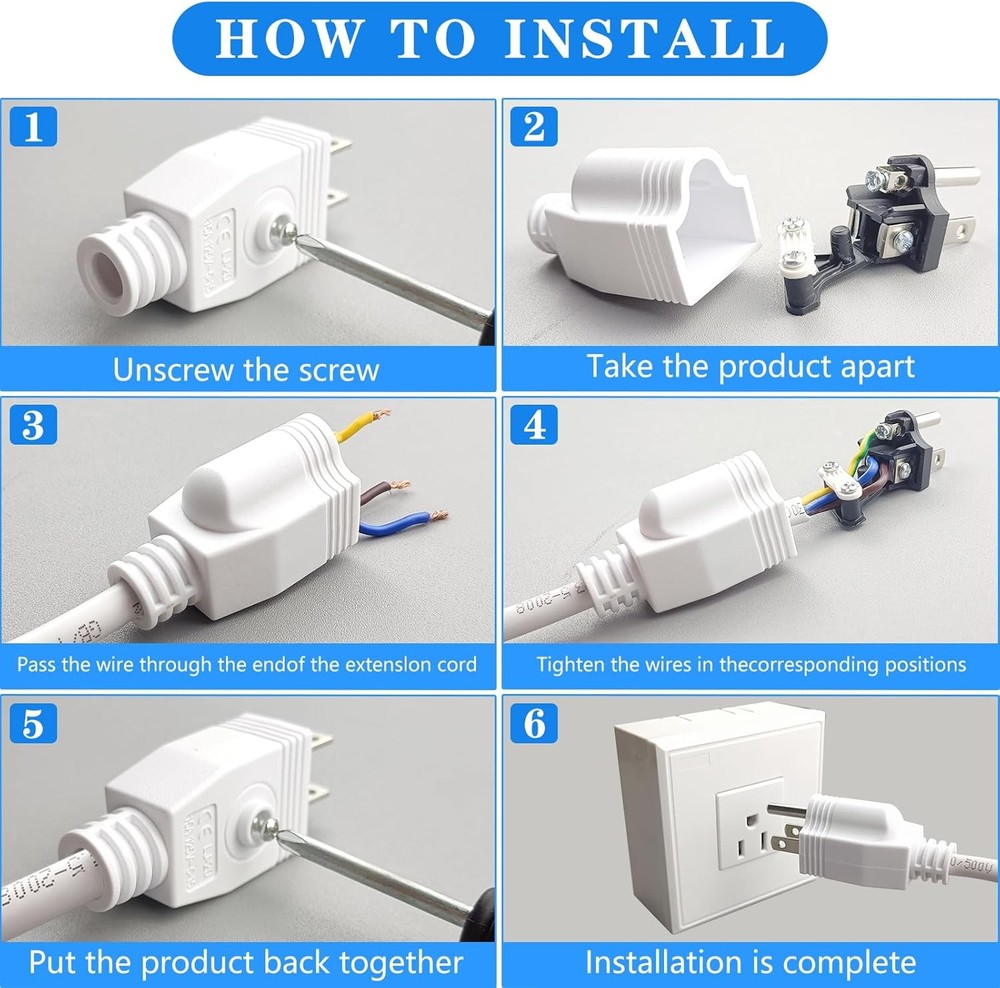 3 Prong Replacement Plug, Electrical Replacement Plugs End, 3 Pack Extension ...