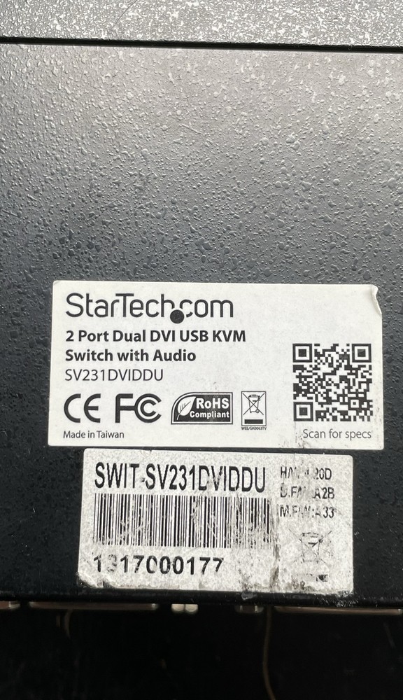 StarTech SV231DVIDDU 2-Port Dual DVI USB KVM Switch with Audio Support