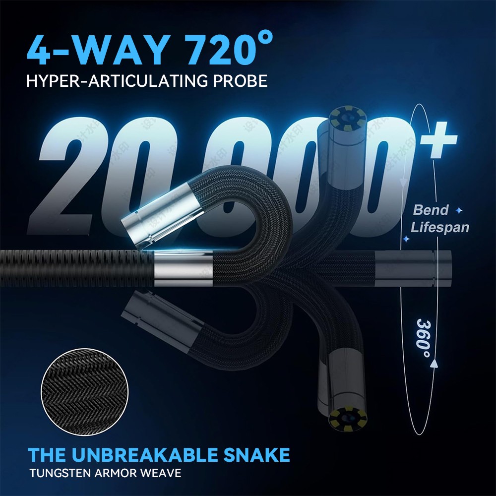 SALE! 4-Way 720° Articulating Borescope Industrial Endoscope Inspection Camera