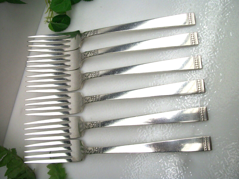6 Oneida Community Silver FOREVER Silverplate Dinner Forks 1939